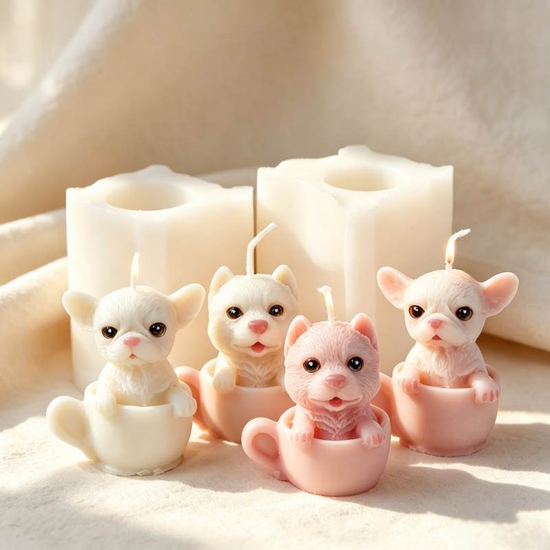 Candle Making Vessels - Cute Dog Cup Shaped Silicone Mold