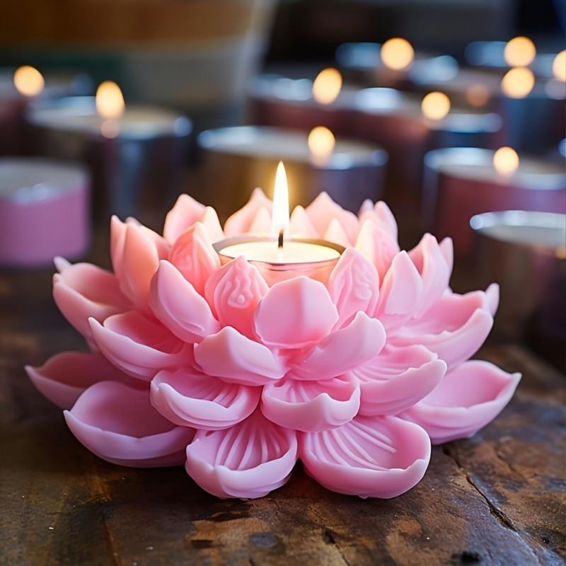 Candle Making Ideas - 1PC Lotus Flower Candle Mold Silicone