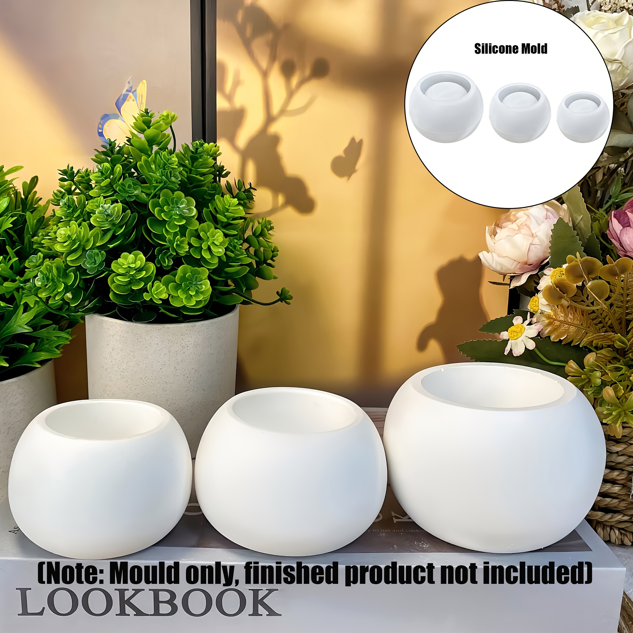 3pcs-Round Flower Pot Silicone - Candle Making Vessels 评论和价格