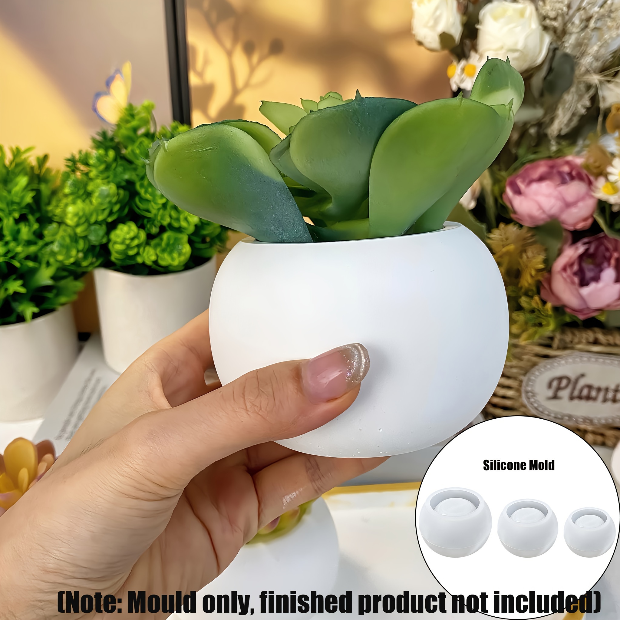 3pcs-Round Flower Pot Silicone - Candle Making Vessels 评论和价格