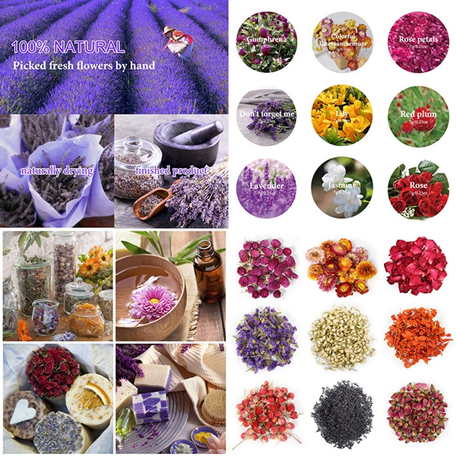 9 Bags Dried Flowers,100% Natu - Candle Making Diy Kit 评论和价格