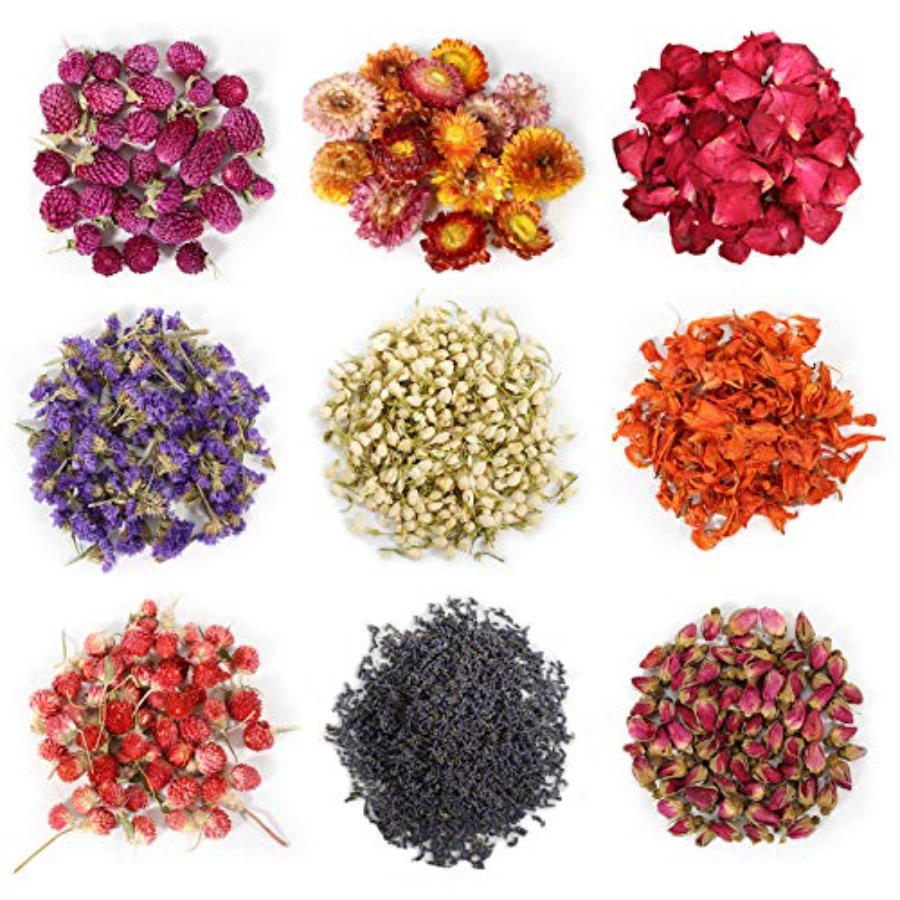 9 Bags Dried Flowers,100% Natu - Candle Making Diy Kit 评论和价格